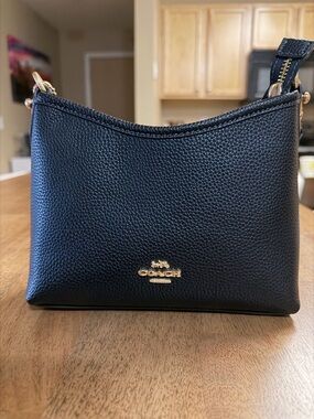 Coach Black Pebbled Leather Mini Crossbody with Gold Hardware